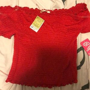 Off the shoulder red crop top NWT!!